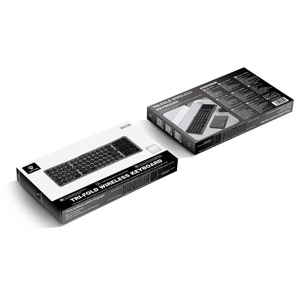 Lenyes WK110 Sessiz Tuş Tasarımlı Num Touch Pad Özellikli Katlanabilir Bluetooth Bağlantılı Kablosuz Klavye - 8