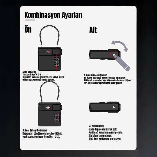 Micflip P25 TSA Kilit ve Find My Takip Özellikli Valiz Seyehat Kiliti - 15
