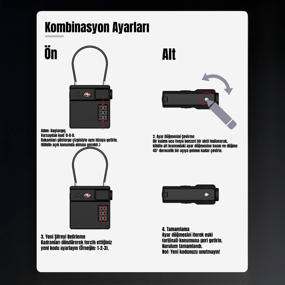Micflip P25 TSA Kilit ve Find My Takip Özellikli Valiz Seyehat Kiliti - 15