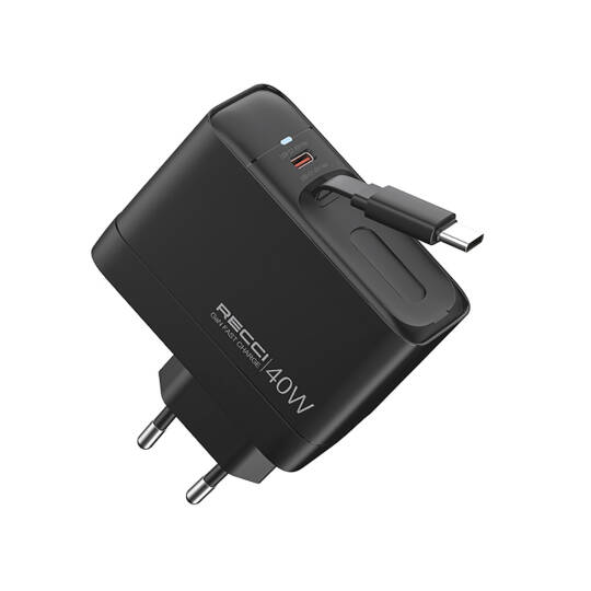 Recci RC102E GaN Teknolojili Hızlı Şarj Başlığı USB-A to Type-C PD 40W Type-C Kablolu Şarj Seti - 2