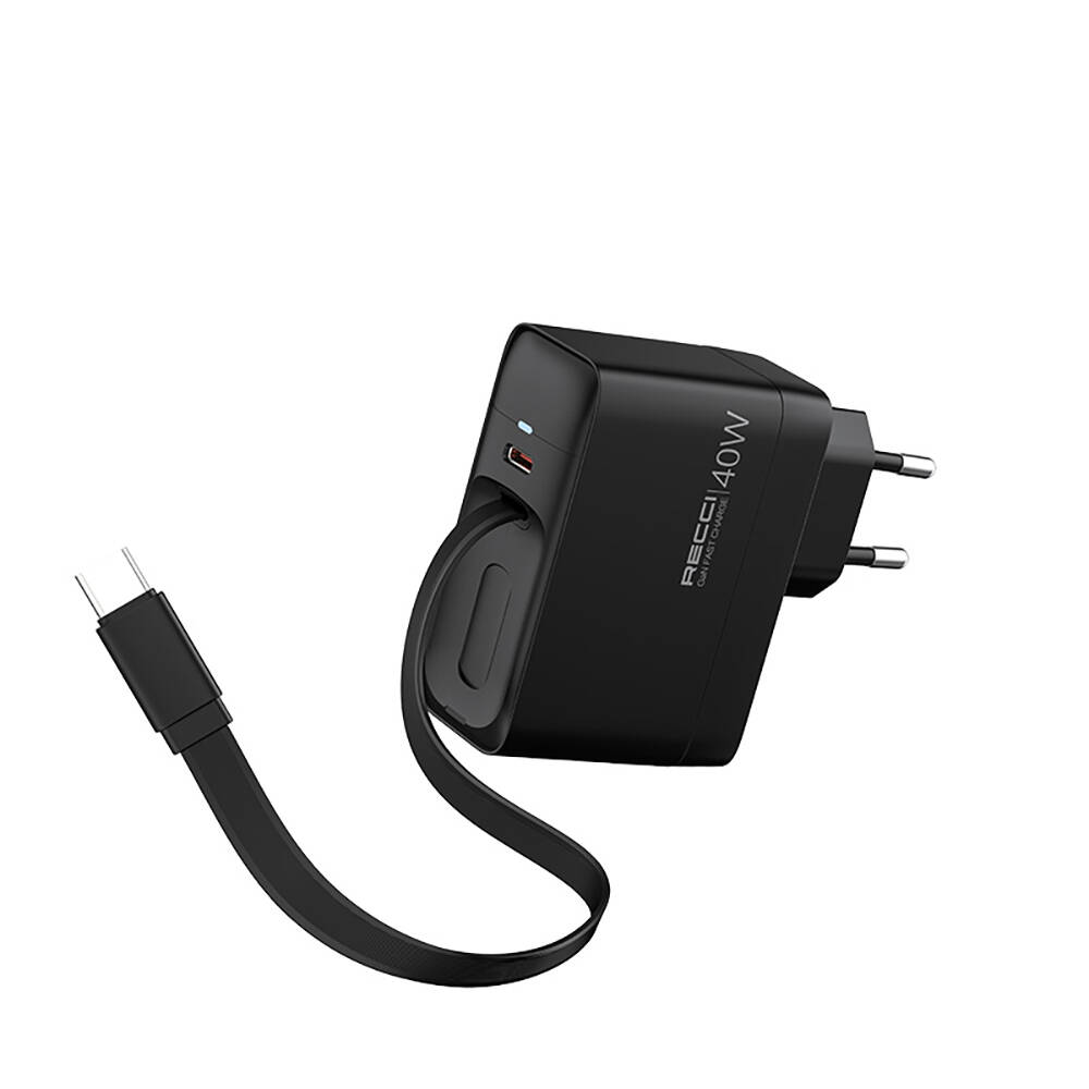 Recci RC102E GaN Teknolojili Hızlı Şarj Başlığı USB-A to Type-C PD 40W Type-C Kablolu Şarj Seti - 8