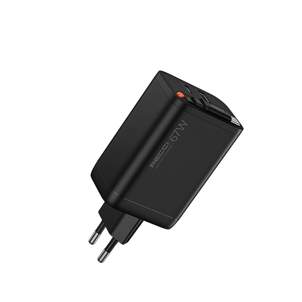 Recci RC103E GaN Teknolojili Hızlı Şarj Başlığı USB-A to Type-C PD 67W Type-C Kablolu Şarj Seti - 5