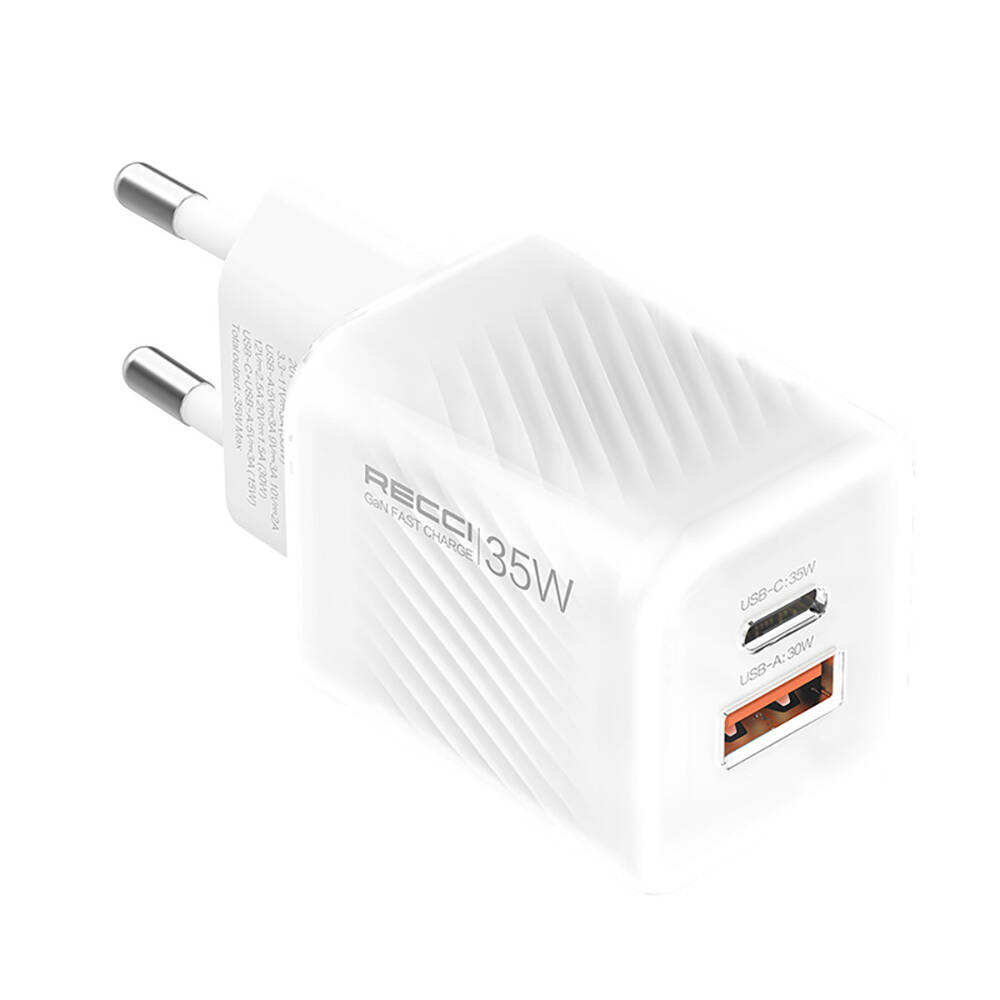 Recci RC83E Type-C PD & USB-A GaN Teknolojili QC3.0 Hızlı Şarj Başlığı 35W - 4