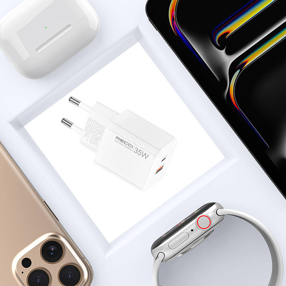 Recci RC83E Type-C PD & USB-A GaN Teknolojili QC3.0 Hızlı Şarj Başlığı 35W - 5