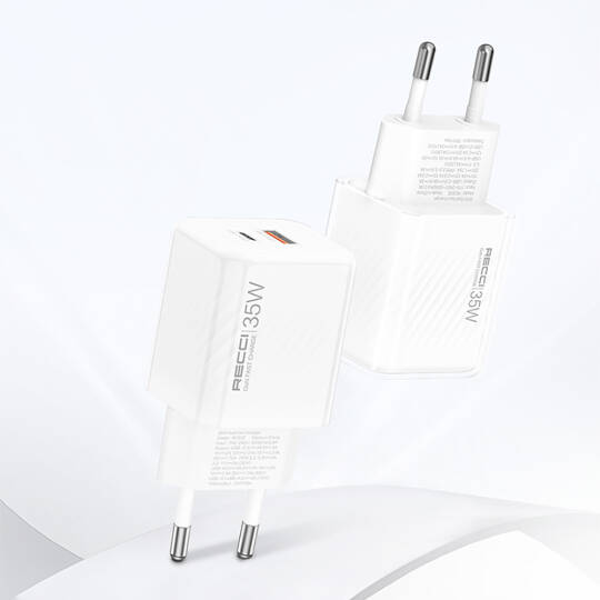 Recci RC83E Type-C PD & USB-A GaN Teknolojili QC3.0 Hızlı Şarj Başlığı 35W - 6