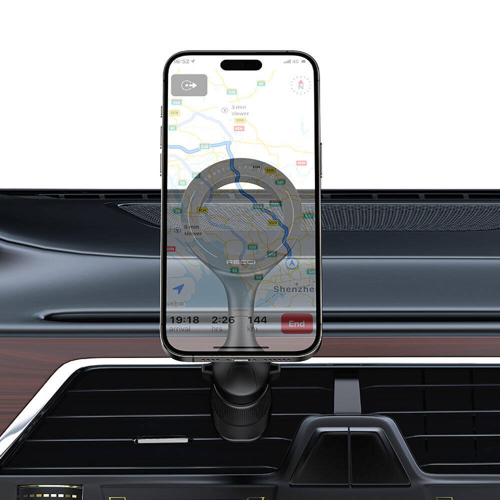 Recci RHO-C42 M-safe Magnetik 360° Dönebilen Havalandırma Tasarım Araç Telefon Tutucu - 5