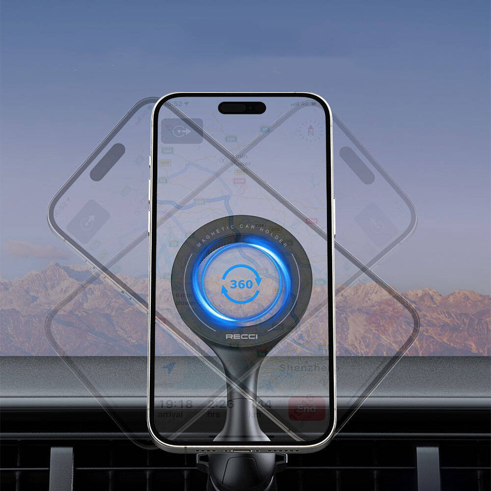 Recci RHO-C42 M-safe Magnetik 360° Dönebilen Havalandırma Tasarım Araç Telefon Tutucu - 10