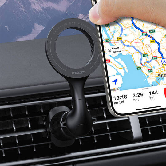 Recci RHO-C42 M-safe Magnetik 360° Dönebilen Havalandırma Tasarım Araç Telefon Tutucu - 12