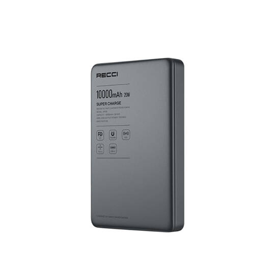 Recci RP35 PD 20W Led Göstergeli Hızlı Şarj Özellikli Wireless Powerbank 15W 10000mAh - 10