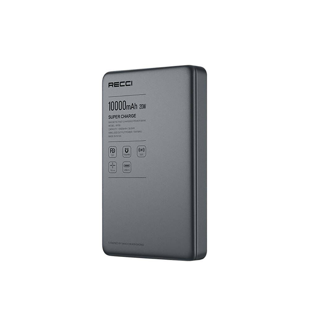 Recci RP35 PD 20W Led Göstergeli Hızlı Şarj Özellikli Wireless Powerbank 15W 10000mAh - 10