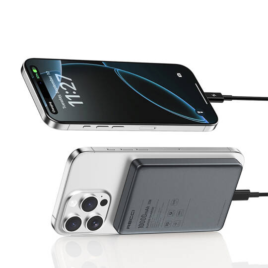 Recci RP35 PD 20W Led Göstergeli Hızlı Şarj Özellikli Wireless Powerbank 15W 10000mAh - 16