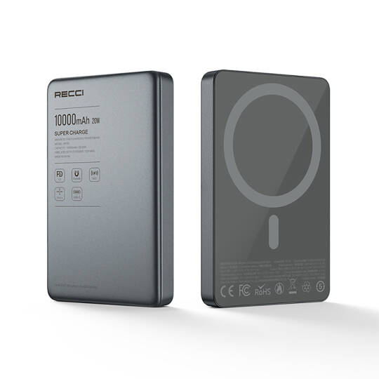 Recci RP35 PD 20W Led Göstergeli Hızlı Şarj Özellikli Wireless Powerbank 15W 10000mAh