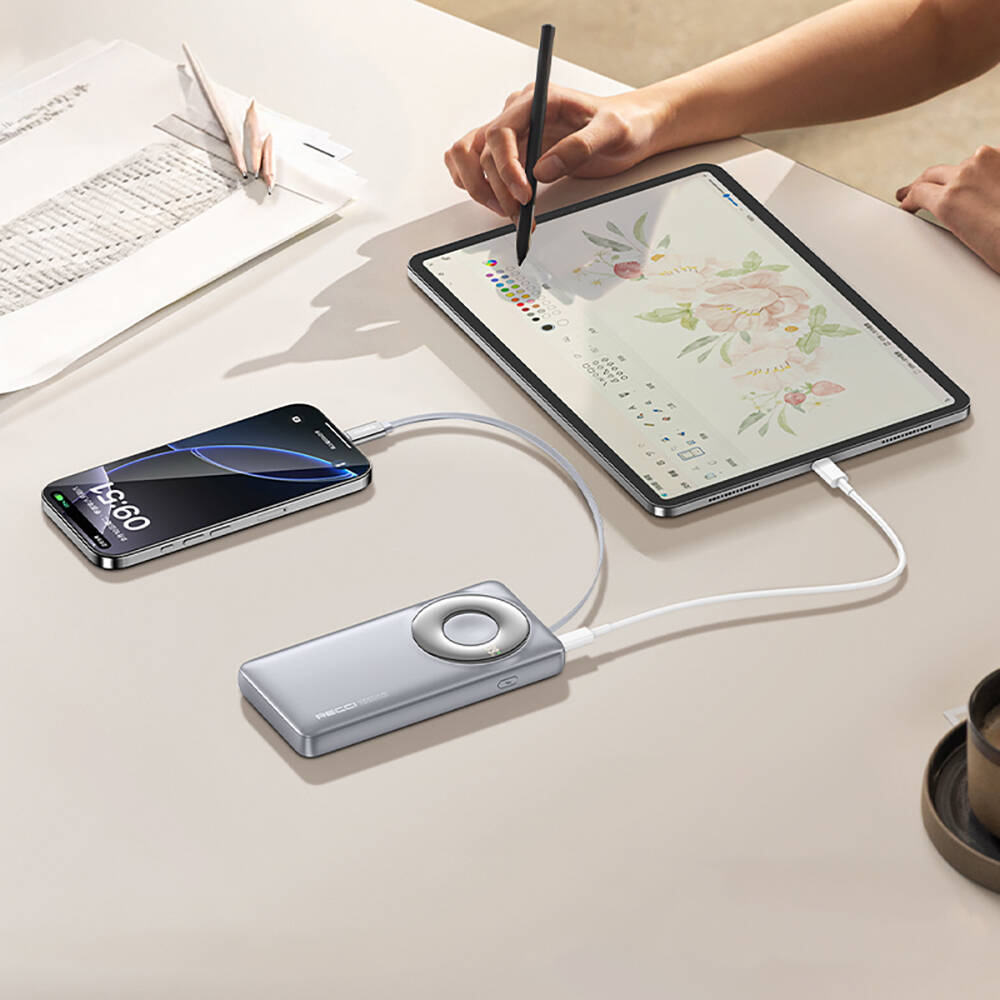 Recci RPB-P58 PD Hızlı Şarj Özellikli Type-C Kablolu Powerbank 22.5W 10.000mAh - 5