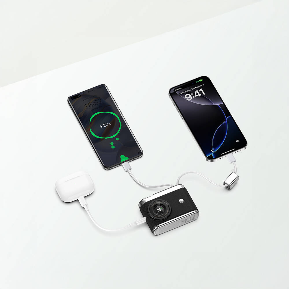 Recci RPB-P66 PD 20W Hızlı Şarj Özellikli Type-C & lightning Kablolu Powerbank 22.5W 10.000mAh - 6