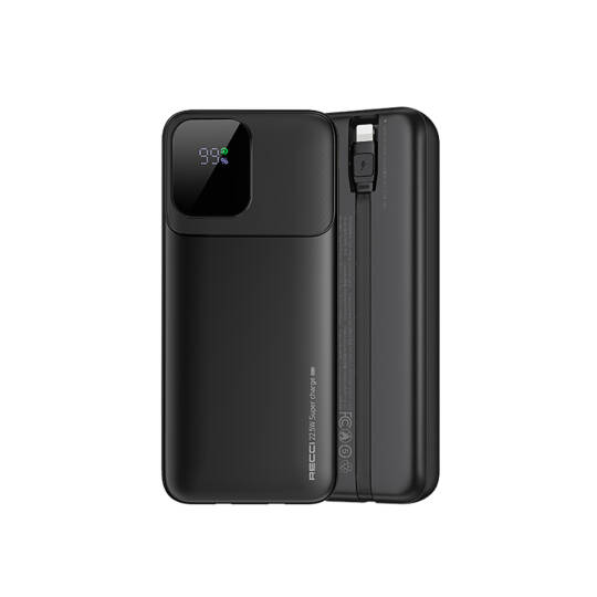 Recci RPB-P68 PD 20W Dijital LED Göstergeli Hızlı Şarj Özellikli Type-C ve Lightning Kablolu Powerbank 22.5W 20000mAh - 3