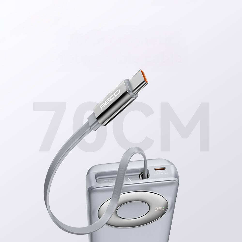Recci RPB-P72 Hızlı Şarj Özellikli Type-C Kablolu Powerbank 65W 20.000mAh - 7