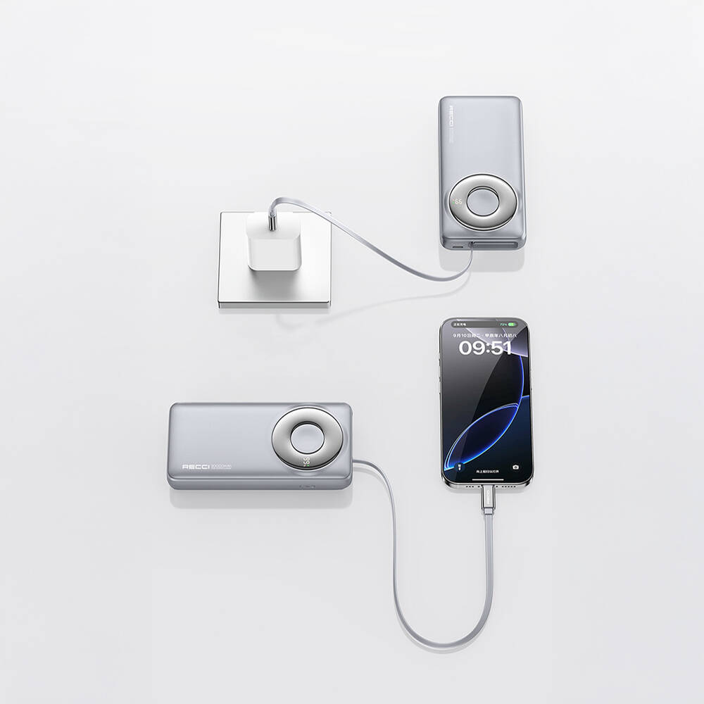 Recci RPB-P72 Hızlı Şarj Özellikli Type-C Kablolu Powerbank 65W 20.000mAh - 11
