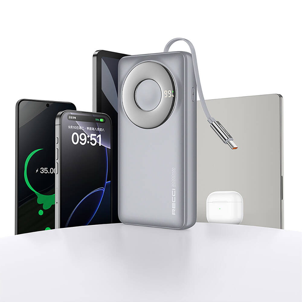 Recci RPB-P72 Hızlı Şarj Özellikli Type-C Kablolu Powerbank 65W 20.000mAh - 14