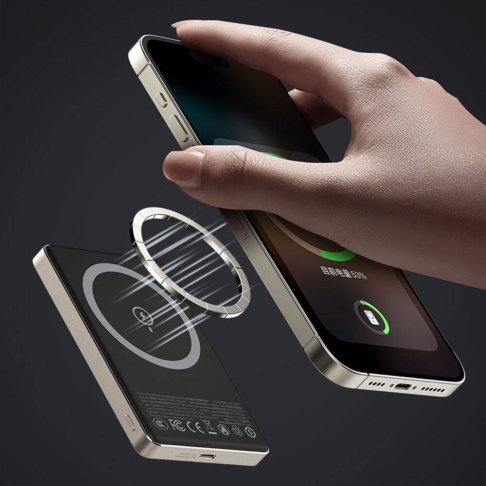 Recci RPB-W26 Armor Serisi Ultra İnce PD 20W Hızlı Şarj Özellikli Wireless Powerbank 15W 10000mAh - 9