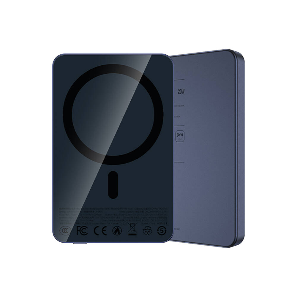 Recci RPB-W35 Ultra İnce PD 20W Hızlı Şarj Özellikli Wireless Powerbank 15W 5000mAh - 4