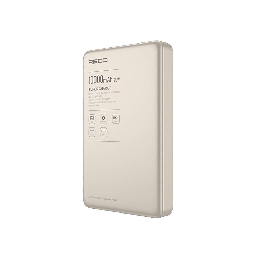 Recci RPB-W36 Ultra İnce PD 20W Hızlı Şarj Özellikli Wireless Powerbank 15W 10000mAh - 5
