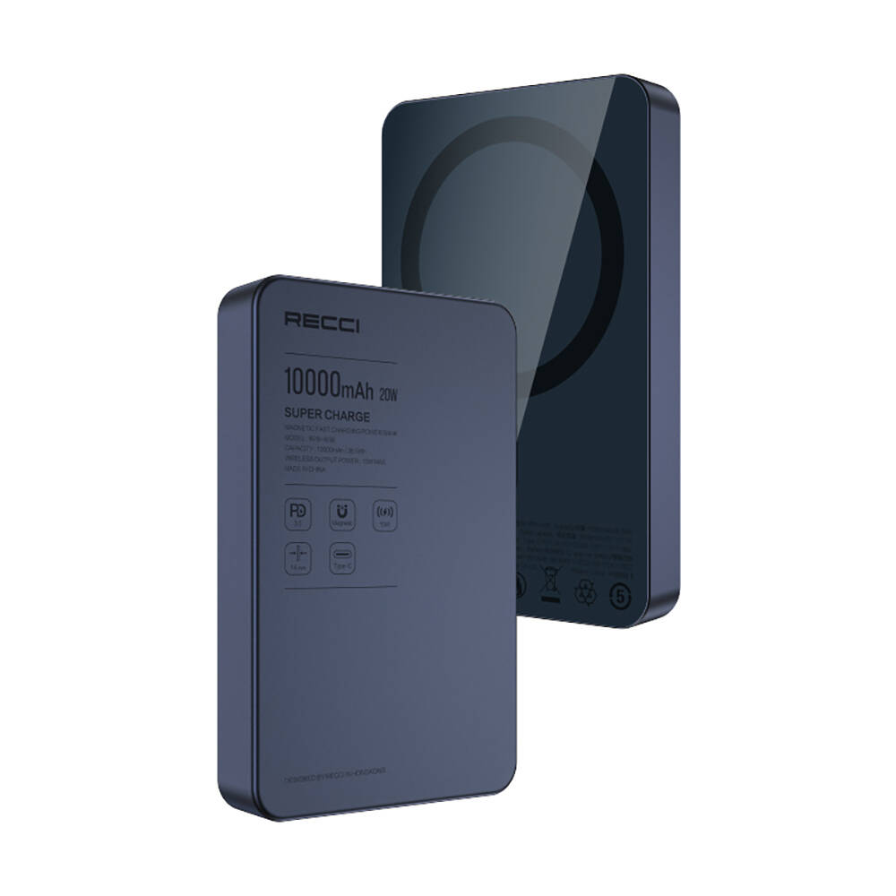 Recci RPB-W36 Ultra İnce PD 20W Hızlı Şarj Özellikli Wireless Powerbank 15W 10000mAh - 15