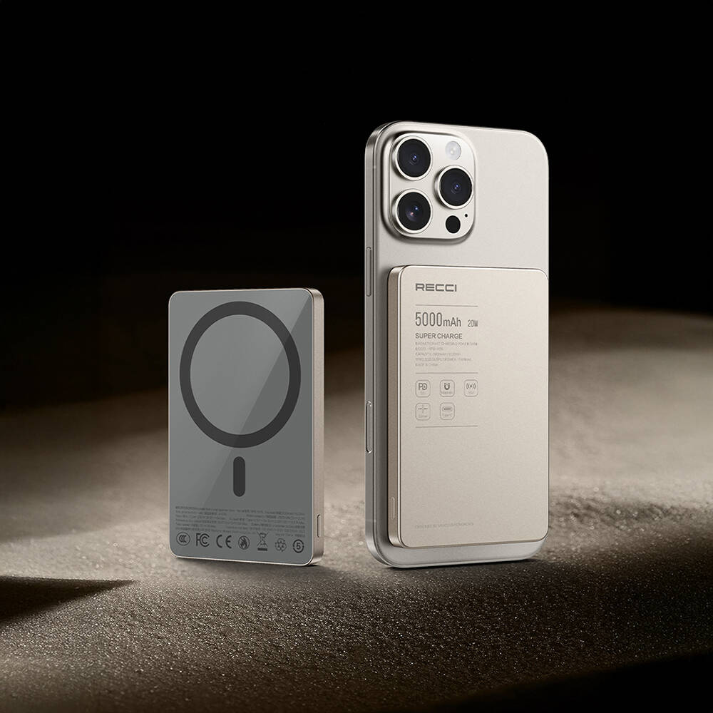 Recci RPB-W36 Ultra İnce PD 20W Hızlı Şarj Özellikli Wireless Powerbank 15W 10000mAh - 18