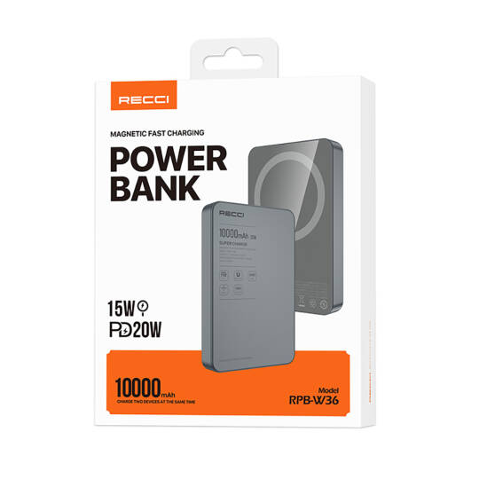 Recci RPB-W36 Ultra İnce PD 20W Hızlı Şarj Özellikli Wireless Powerbank 15W 10000mAh - 20
