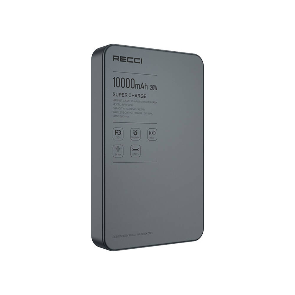 Recci RPB-W36 Ultra İnce PD 20W Hızlı Şarj Özellikli Wireless Powerbank 15W 10000mAh - 4