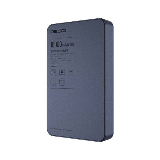 Recci RPB-W36 Ultra İnce PD 20W Hızlı Şarj Özellikli Wireless Powerbank 15W 10000mAh