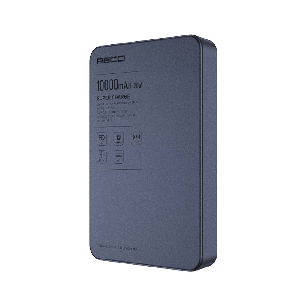 Recci RPB-W36 Ultra İnce PD 20W Hızlı Şarj Özellikli Wireless Powerbank 15W 10000mAh - 1