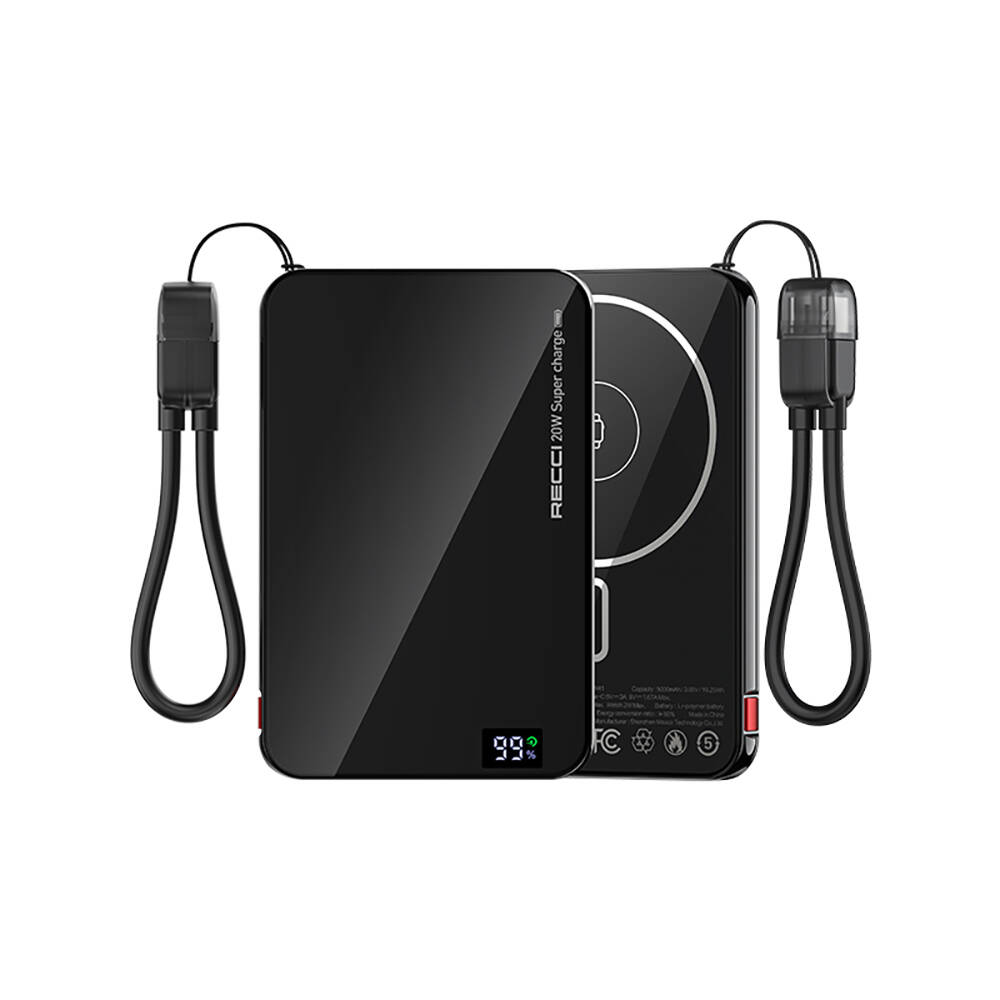 Recci RPB-W41 PD 20W Ultra İnce Hızlı Şarj Özellikli Type-C Kablolu Powerbank 15W 5000mAh - 4