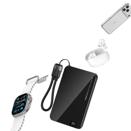 Recci RPB-W41 PD 20W Ultra İnce Hızlı Şarj Özellikli Type-C Kablolu Powerbank 15W 5000mAh - 7