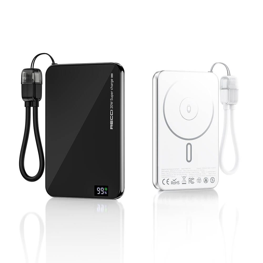 Recci RPB-W41 PD 20W Ultra İnce Hızlı Şarj Özellikli Type-C Kablolu Powerbank 15W 5000mAh - 8