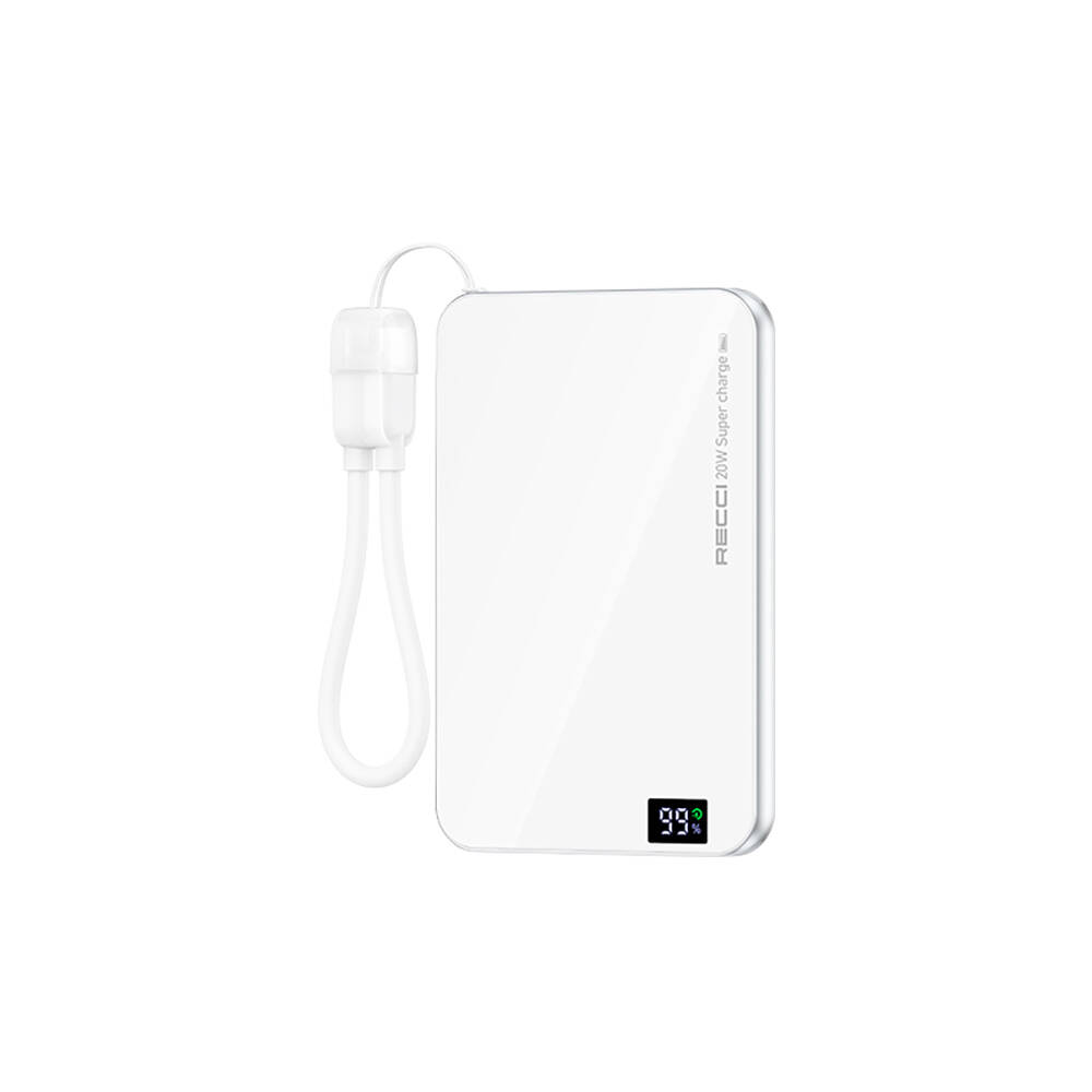 Recci RPB-W41 PD 20W Ultra İnce Hızlı Şarj Özellikli Type-C Kablolu Powerbank 15W 5000mAh - 1