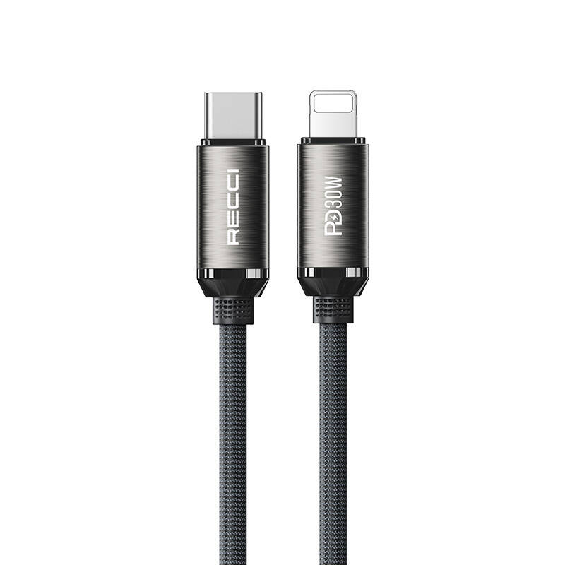 Recci RS35CL Type-C to Lightning PD 30W Örgü Tasarımlı Hızlı Şarj Özellikli Data ve Şarj Kablosu 1M - 2