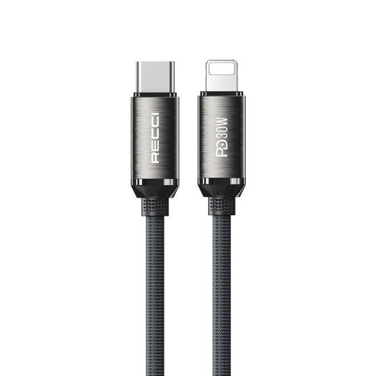 Recci RS35CL Type-C to Lightning PD 30W Örgü Tasarımlı Hızlı Şarj Özellikli Data ve Şarj Kablosu 1M