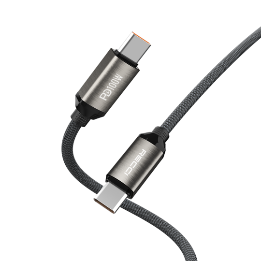 Recci RS45CC Type-C to Type-C PD 100W Örgü Tasarımlı Hızlı Şarj Özellikli Data ve Şarj Kablosu 1M - 3
