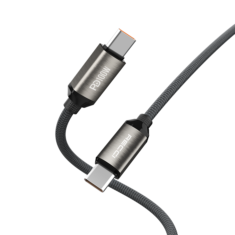 Recci RS45CC Type-C to Type-C PD 100W Örgü Tasarımlı Hızlı Şarj Özellikli Data ve Şarj Kablosu 1M - 3