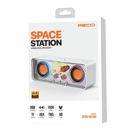 Recci RSK-W38 Space Station Serisi RGB Led Işıklı Bluetooth Hoparlör FM Radio Özellikli - 4