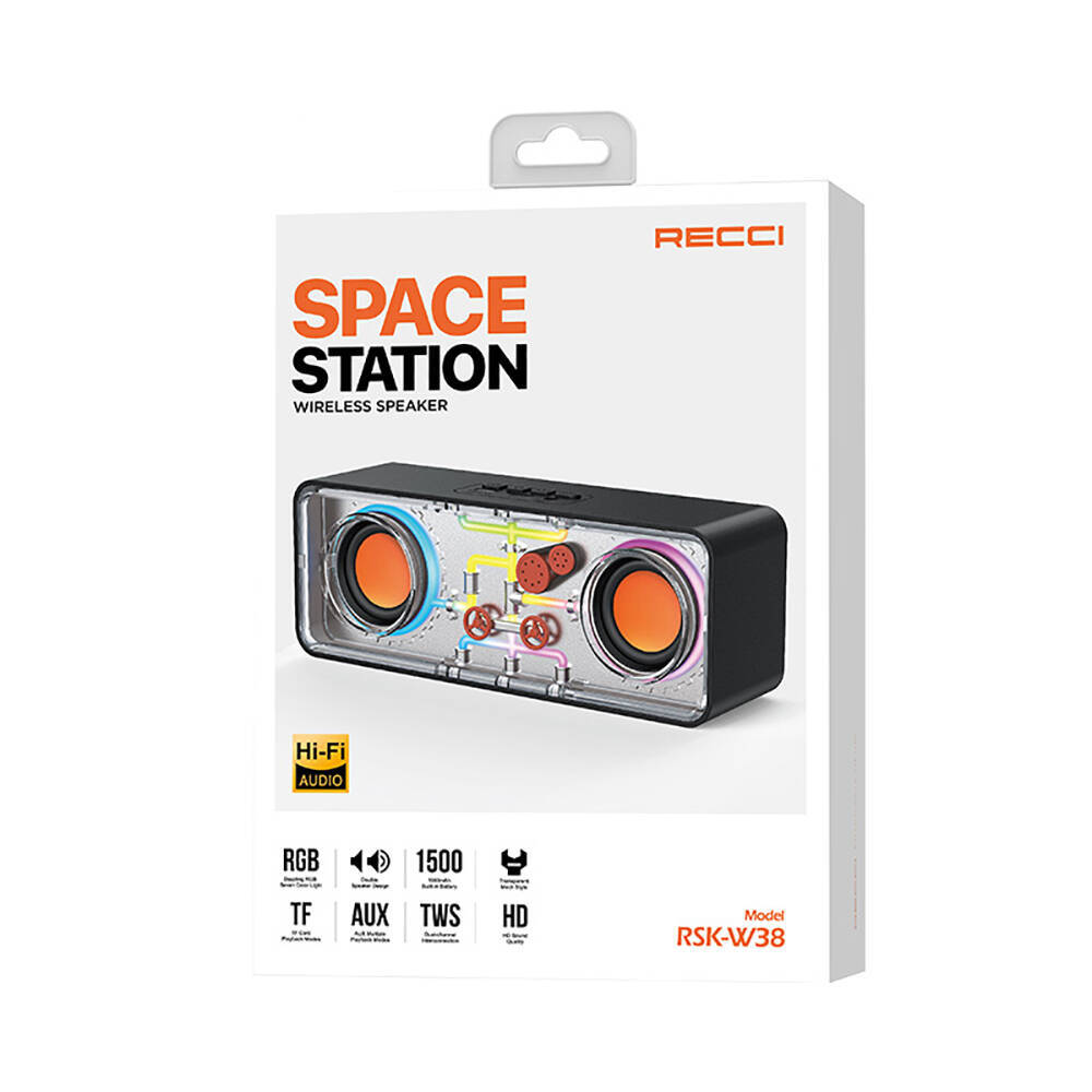 Recci RSK-W38 Space Station Serisi RGB Led Işıklı Bluetooth Hoparlör FM Radio Özellikli - 5