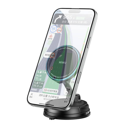 Wiwu CH-326 M-safe Şarj Özellikli 360 Derece Dönebilen Vakumlu Araç Telefon Tutucu 15W - 7
