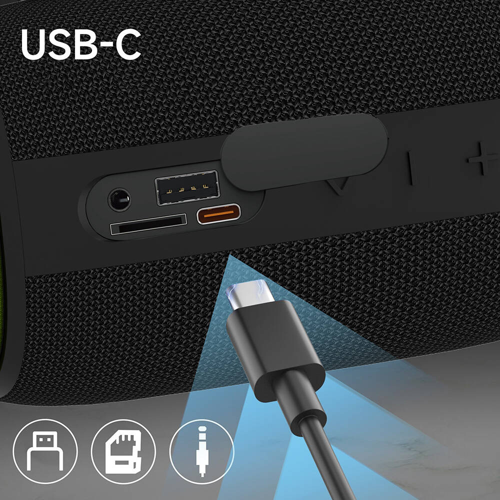 Wiwu H5 Su Geçirmez RGB Işıklı TWS Bluetooth Hoparlör v5.3 15W - 5
