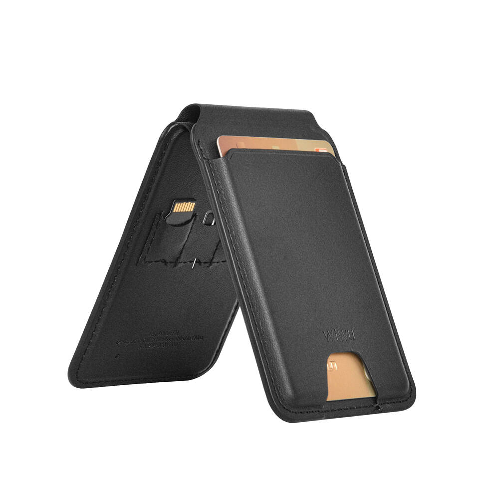 Wiwu MW-005 Magnetik Standlı Kartlık Qi Kablosuz Şarj Uyumlu FindMy Özellikli Mag Wallet - 5