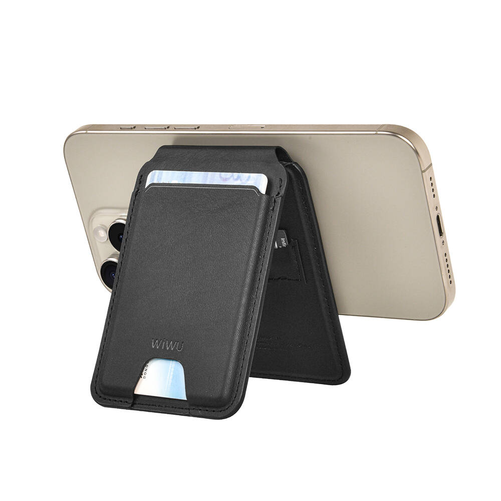 Wiwu MW-005 Magnetik Standlı Kartlık Qi Kablosuz Şarj Uyumlu FindMy Özellikli Mag Wallet - 6