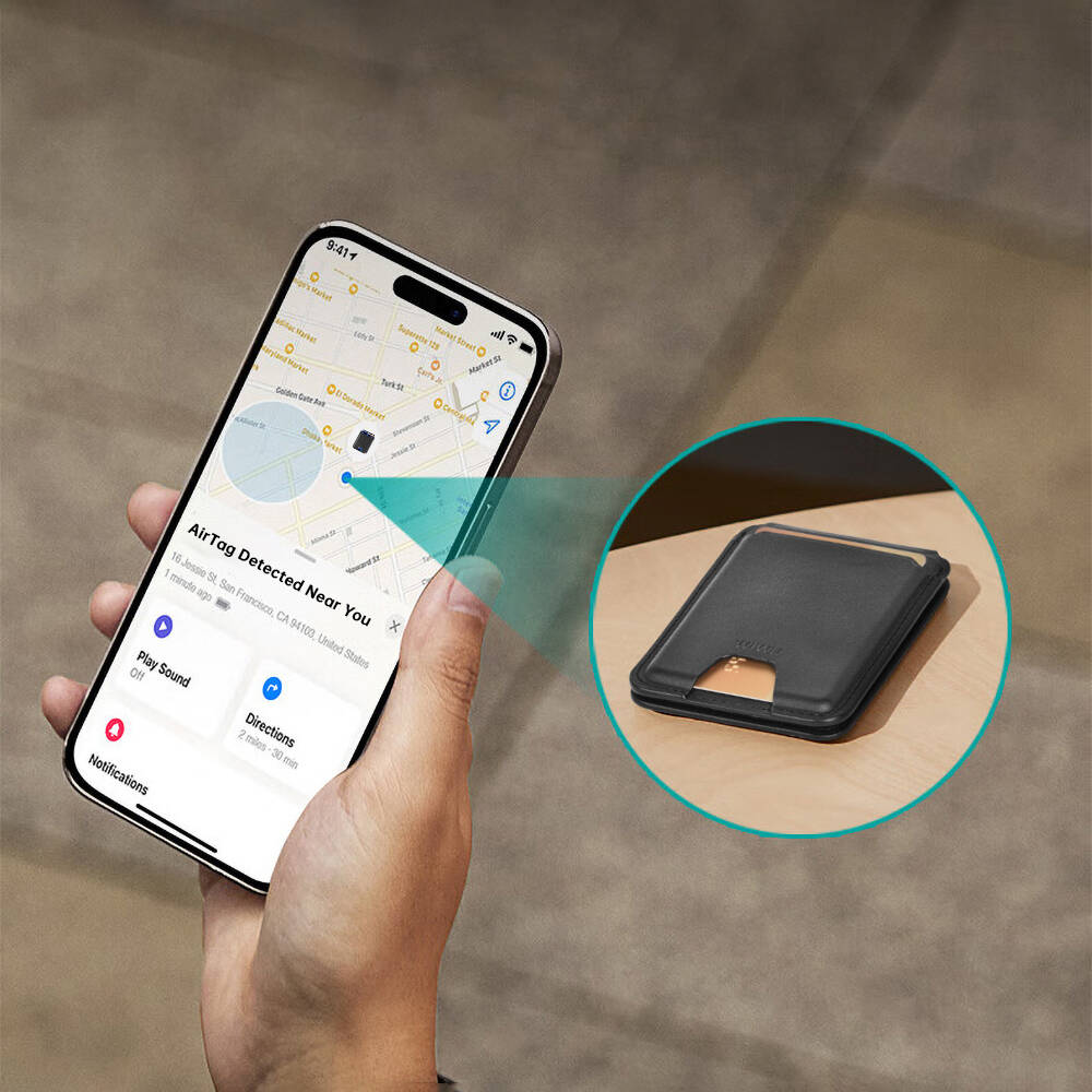 Wiwu MW-005 Magnetik Standlı Kartlık Qi Kablosuz Şarj Uyumlu FindMy Özellikli Mag Wallet - 15