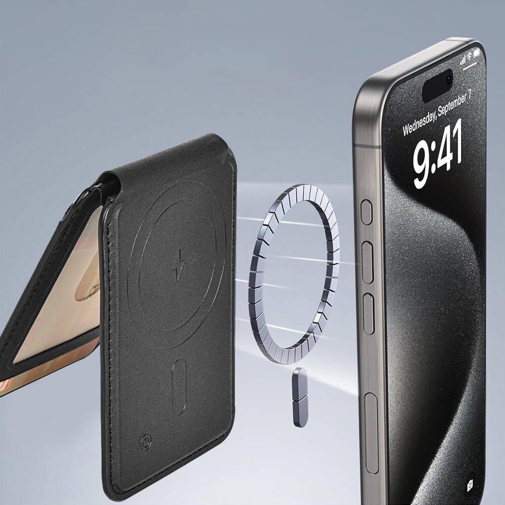 Wiwu MW-005 Magnetik Standlı Kartlık Qi Kablosuz Şarj Uyumlu FindMy Özellikli Mag Wallet - 20