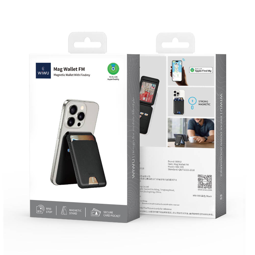 Wiwu MW-005 Magnetik Standlı Kartlık Qi Kablosuz Şarj Uyumlu FindMy Özellikli Mag Wallet - 21