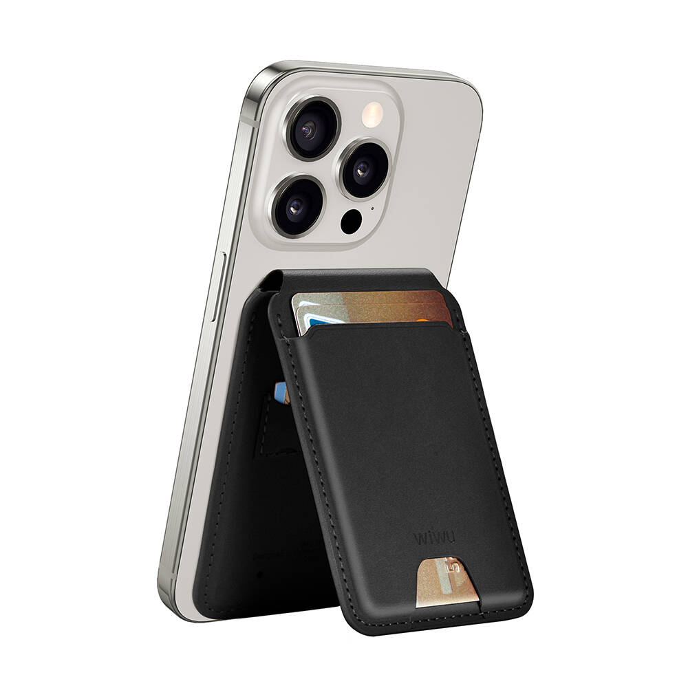 Wiwu MW-005 Magnetik Standlı Kartlık Qi Kablosuz Şarj Uyumlu FindMy Özellikli Mag Wallet - 2
