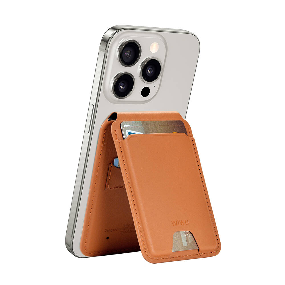 Wiwu MW-005 Magnetik Standlı Kartlık Qi Kablosuz Şarj Uyumlu FindMy Özellikli Mag Wallet - 1